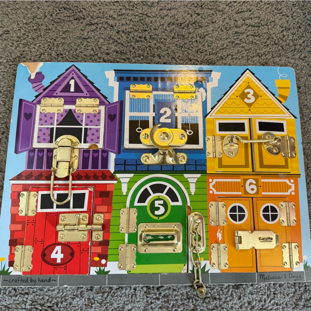 Colorful Wooden Latch and Lock Board